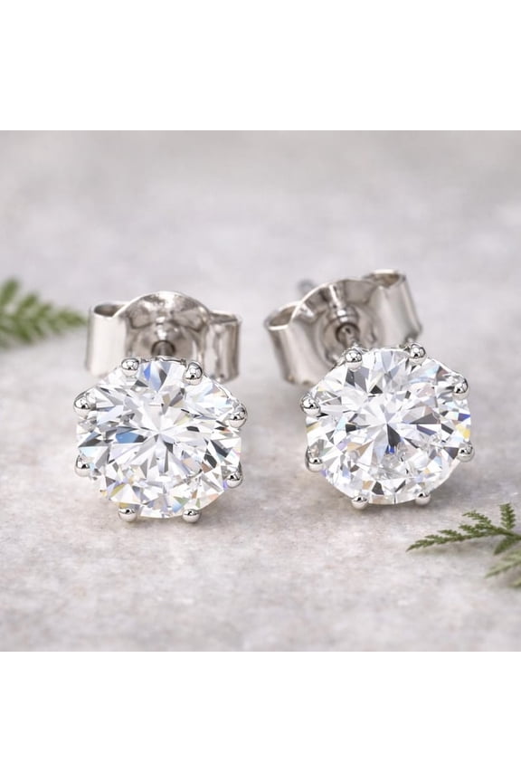 Lab grown diamond 8-prong crown stud earrings round classic everyday gift for her