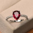 thumbnail image 1 of Lab ruby ring, pear cut red gemstone ring, sterling silver ring, July birthstone, anniversary ring, 1 of 4