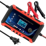 LabTEC Fully Automatic 6 Amp 12V Bench Battery Charger/Maintainer with 40A Engine Start Alternator Check Cable Clamps Red