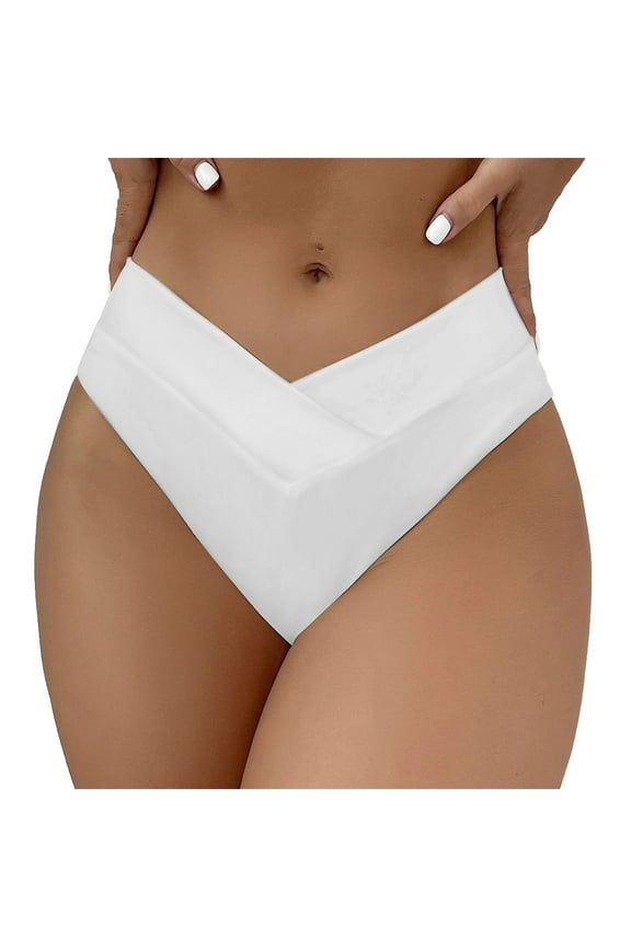 Labakihah Bikini Bottoms For Women Women'S V Cut High Waisted Swim Bottom Hipster High Cut Bikini Swimsuit Bottom White