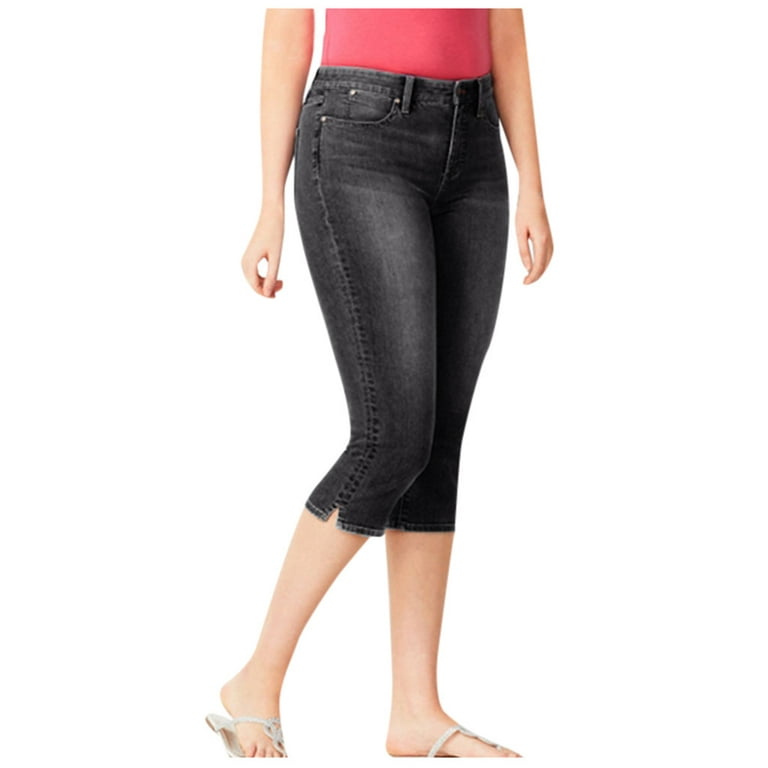 Labakihah Capri Pants For Women Women Hight Waisted Denim Jeans Stretch  Slim Pants Calf Length Jeans Black 