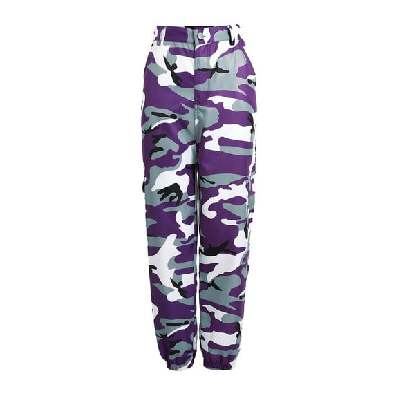 Labakihah Cargo Pants Ladies Casual Leggings Camouflage Workwear Denim Casual Pants Harem Pants Purple