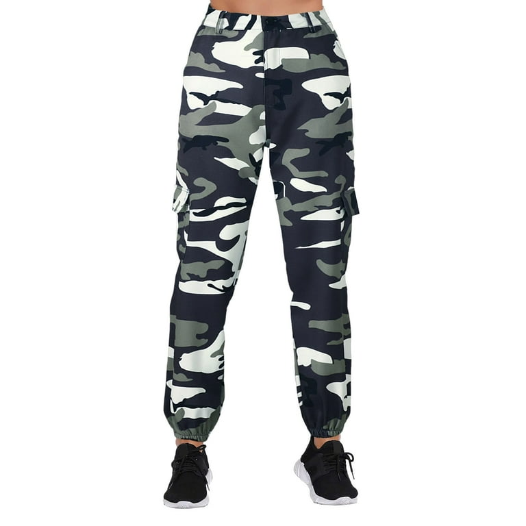 Women Camouflage Pants Camo Casual Cargo Joggers Military Army Harem  Trousers 