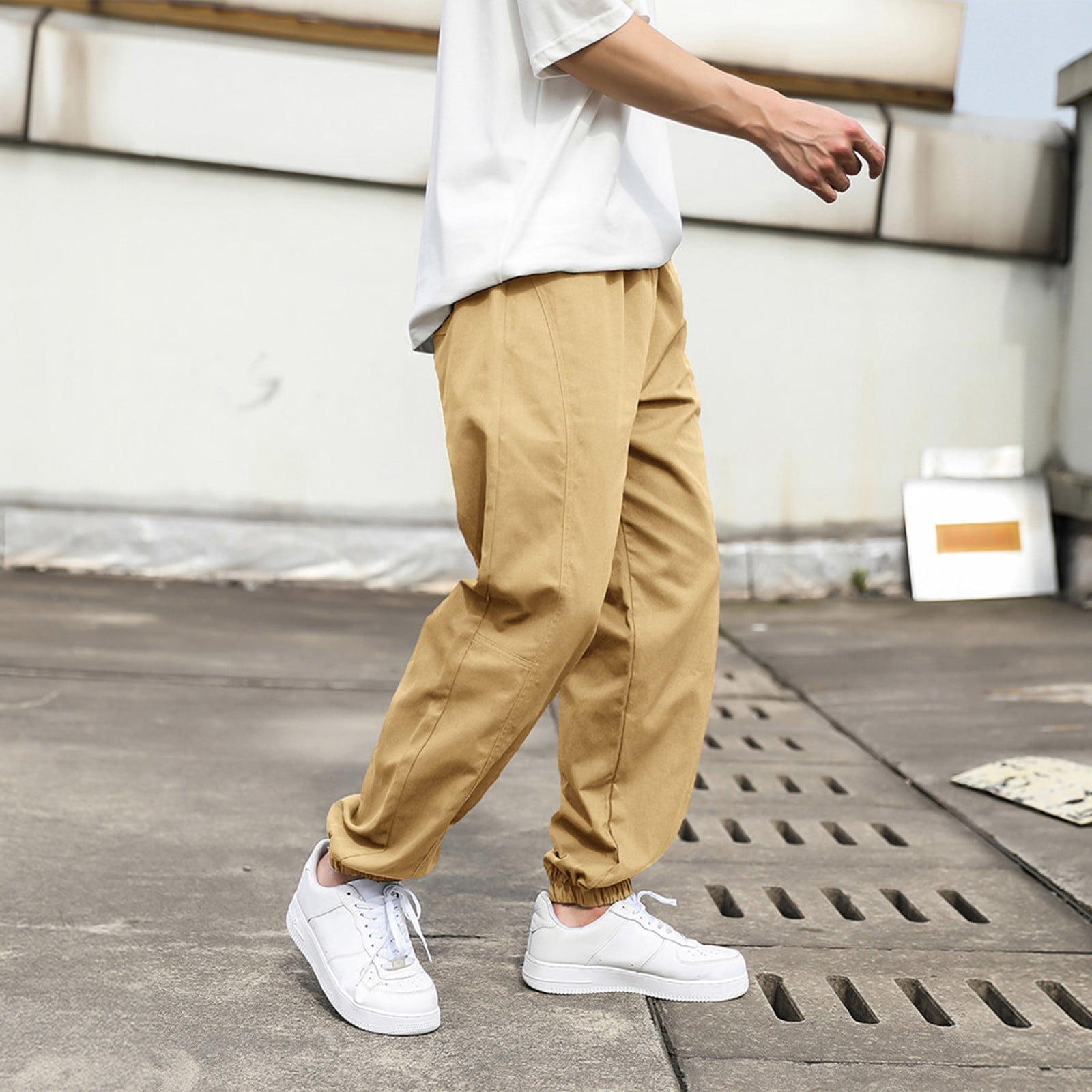 Buy Men Khaki Slim Fit Solid Flat Front Casual Trousers Online - 695310 |  Louis Philippe