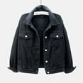 thumbnail image 1 of Labakihah Coats For Women Womens Candy Color Denim Jacket Relaxed Fit Casual Jean Trucker Jacket Black S, 1 of 9