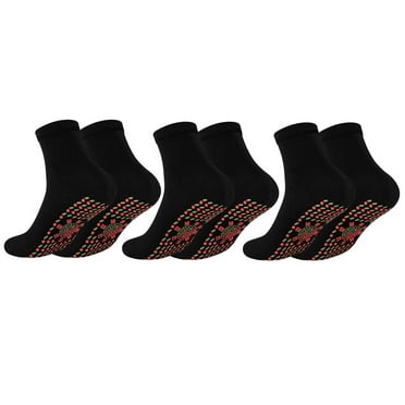 Labakihah Heated Socks 3 Pairs Heated Socks Tourmaline Self-Heating Comfortable Winter Warm Black