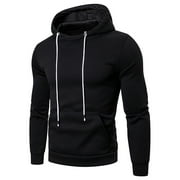 Lisingtool Hoodies For Men Men'S Sweater Solid Color Loose Large Size Hooded Sweater Top Black