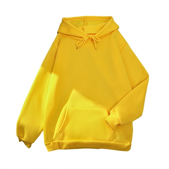 Labakihah Hoodies For Women Women'S Casual Solid Top Long Sleeve Loose Hooded Sweatshirt Top With Pocket Womens Tops Yellow