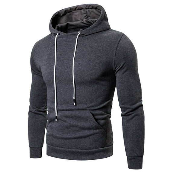 Labakihah Hoodies for Men Men's Sweater Solid Color Loose Large Size Hooded Sweater Top Dark Gray