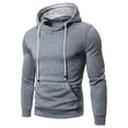 thumbnail image 1 of Labakihah Hoodies for Men Men's Sweater Solid Color Loose Large Size Hooded Sweater Top Grey, 1 of 6