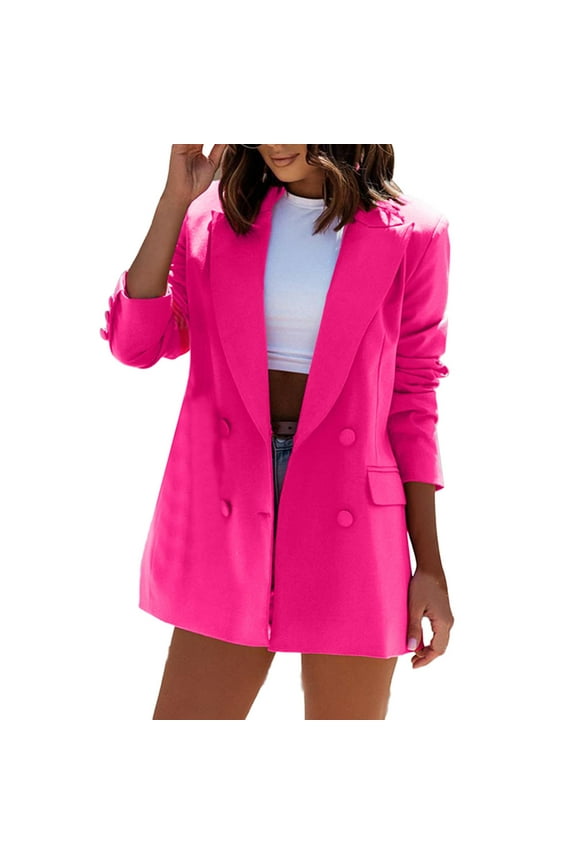Jackets For Women Womens Long Sleeve Double Coat Coat Blazer Jacket Winter Coats For Women Hot Pink