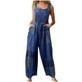 thumbnail image 1 of Labakihah Jeans For Women Women Cotton Jumpsuit Rompers Casual Loose Wide Leg Overalls Strap Bib Pants Blue, 1 of 9