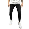 thumbnail image 1 of Labakihah Mens Jeans Mens Casual Fitness Solid Bodybuilding Pocket Skin Full Length Sports Pants Skinny Jeans Men Black, 1 of 7