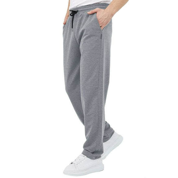 Labakihah Mens Pants Men's Cotton Slip Pocket Loose Casual Jogging Fitness Sports Trousers Grey