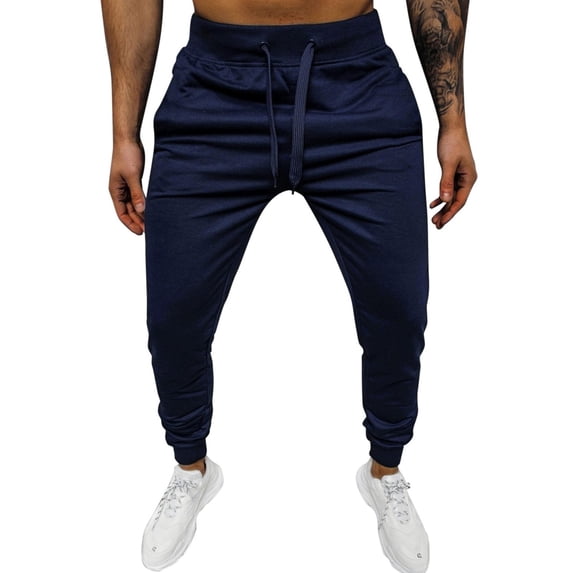 Labakihah Mens Pants Men's Drawstring Sweatpants Mid-Waist Casual Pants for Men with Pockets Navy
