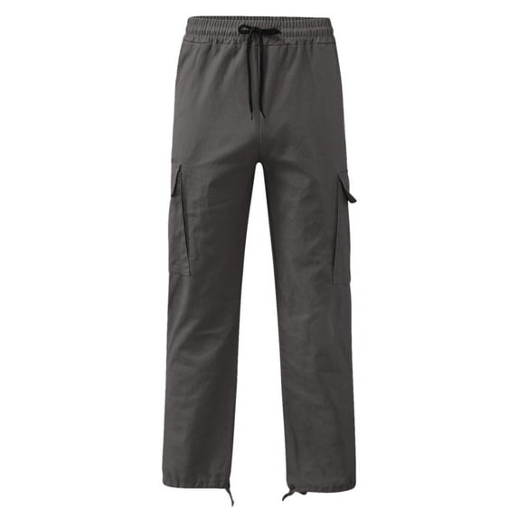 Labakihah Mens Pants Mens Casual Waist Color Sports Hat Multi Woven Pocket Foot Rope Solid Pants Street Cargo Tie Mens Cargo Pants Dark Gray