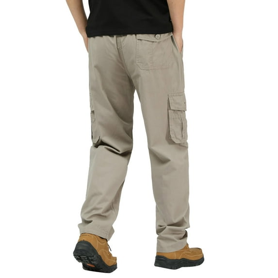 Labakihah Mens Pants Mens Solid Color Summer Casual All Match Pants Fashionable Woven Long Cargo Pants with Pockets Grey
