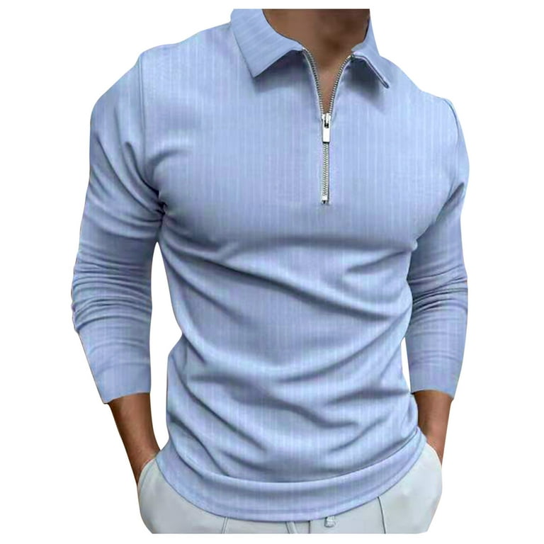 Labakihah Polo Shirts for Men Men's Casual Zipper Top Shirt Turn Down  Collar Blouse Stripe Printed Blouse Polos Shirt Fashion Formal Shirt Mens  Long