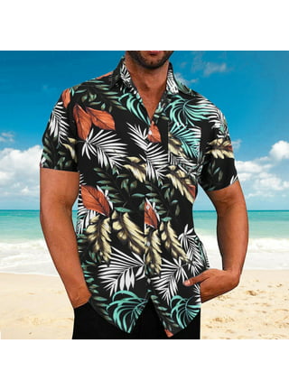 Vintage UTY Apparel Hawaiian Shirt Mens Medium Floral Blue 