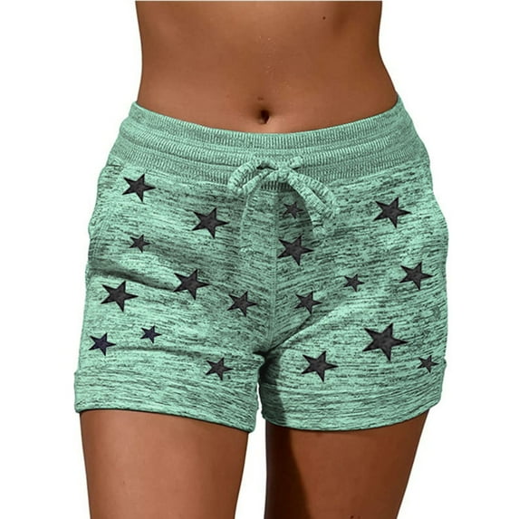 Labakihah Sweatpants Women Women Soft and Comfy Activewear Starts Print Shorts with Pockets and Drawstring Yoga Pants Women Green-02