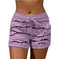 thumbnail image 1 of Labakihah Sweatpants Women Women's Casual Bandage Shorts with Pockets Loose Print Short Pants Gym Shorts Women Purple-01, 1 of 6