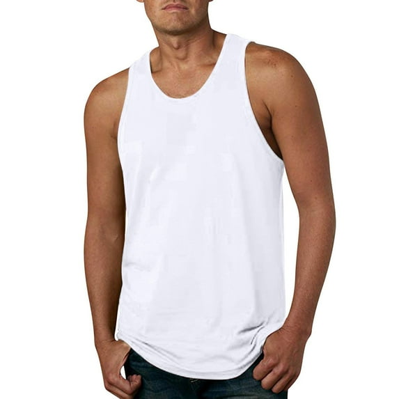 Clearance! Labakihah Tank Tops Men Men Spring Summer Casual Slim Solid Sleeveless Vest Tank Tops Blouse White