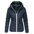 thumbnail image 1 of Labakihah Winter Coats For Women Women'S Winter Jacket Quilted Jacket Hooded Cotton Coat Long Sleeve Jackets Outwear Navy, 1 of 2