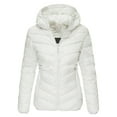 thumbnail image 1 of Labakihah Winter Coats For Women Women'S Winter Jacket Quilted Jacket Hooded Cotton Coat Long Sleeve Jackets Outwear White, 1 of 2