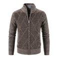 thumbnail image 1 of Labakihah Winter Coats for Men Men's Winter Long Sleeved Plus Hoodless Plaid Sweater Cardigan Jacket Sweaters for Men Coffee, 1 of 5