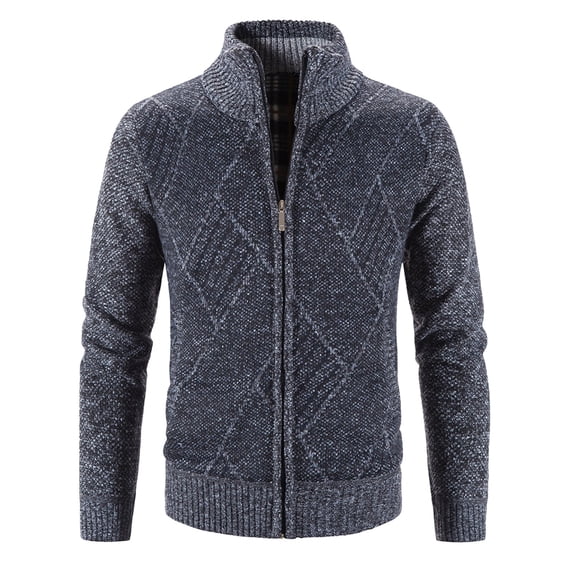 Labakihah Winter Coats for Men Men's Winter Long Sleeved Plus Hoodless Plaid Sweater Cardigan Jacket Sweaters for Men Dark Gray