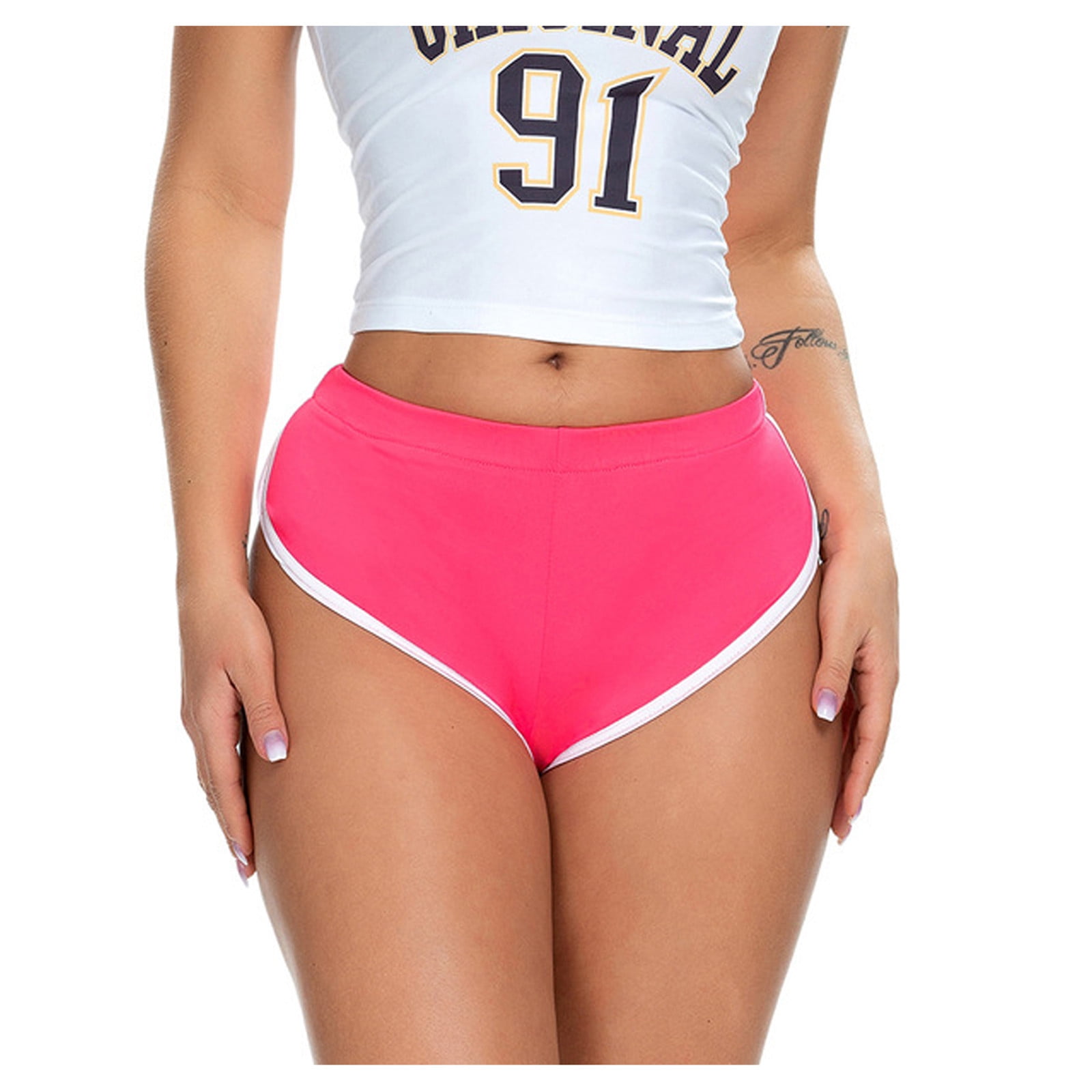 Labakihah Yoga Shorts Fashion Women Elastic Shorts Hot Summer Stretch  Sports Shorts Yoga Pants Pink 