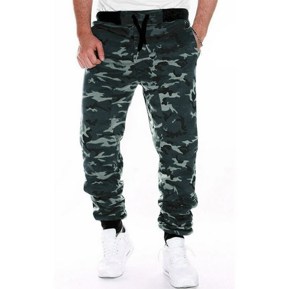 Labakihah cargo pants for men Male Camouflage Print Loose Casual Fashion Long Pants Trousers Grey L