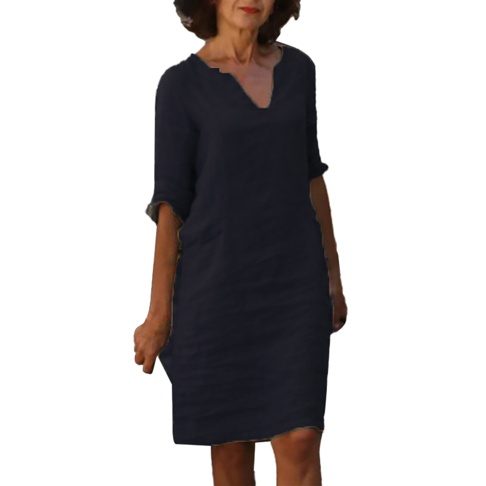 Casual Simplicity Solid V Neck Short Sleeve Dress Dresses(6 Colors) Casual Simplicity Solid V Neck Short Sleeve Dress Dresses(6 Colors)