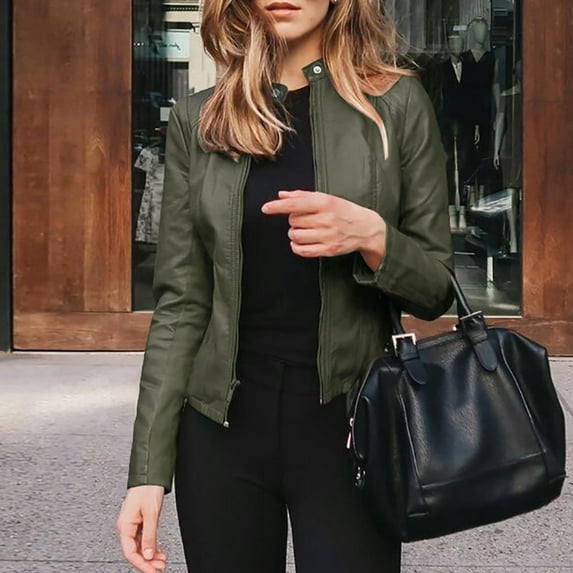 Labakihah coats for women Fashion Women Long Sleeve Open Front Short Cardigan Suit Jacket Coat Top Army Green L