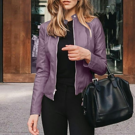 Labakihah coats for women Fashion Women Long Sleeve Open Front Short Cardigan Suit Jacket Coat Top Purple XXL