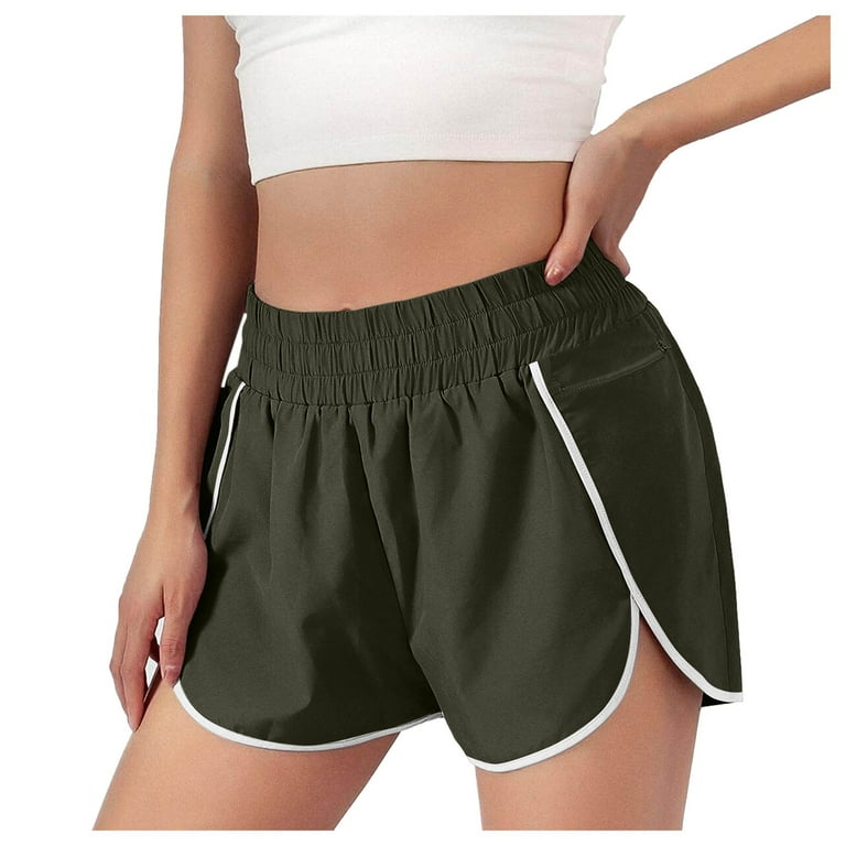 Lisingtool shorts for women Women s Workout Shorts Elastic Waist Running Pockets Pants gym shorts women Army Green Walmart