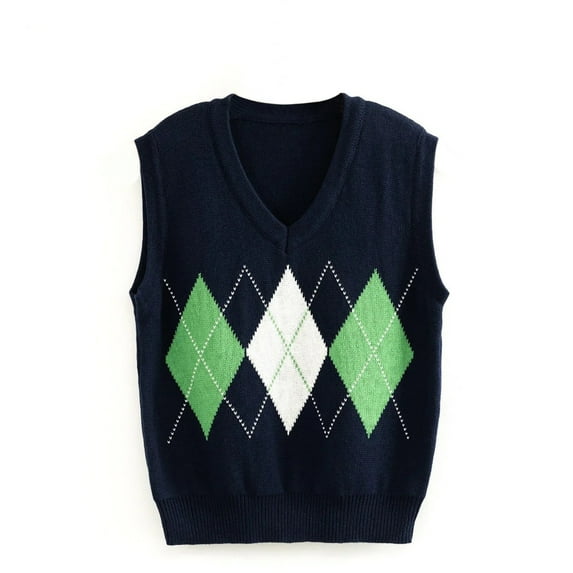Labakihah sweaters for women Women's Sweater New Style College Style Sleeveless Sweater Vest Green
