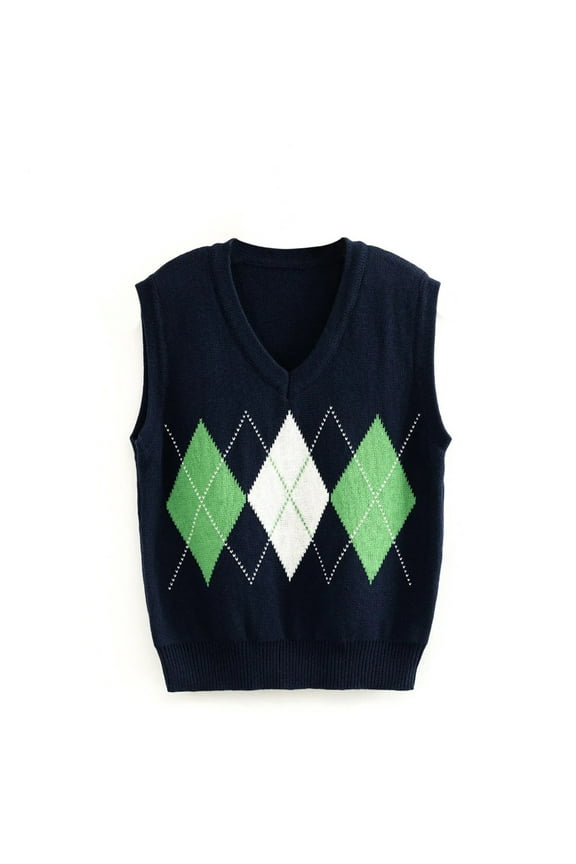 sweaters for women Women's Sweater New Style College Style Sleeveless Sweater Vest Green