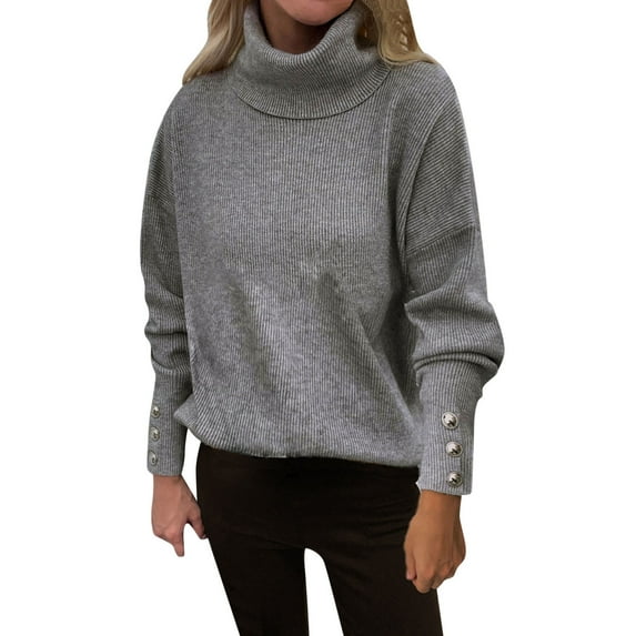 Labakihah sweaters for women Womens Loose Long Sleeve Knit Sweater Casual O Neck Pullover Distressed Sweater Tops turtleneck sweater women Grey