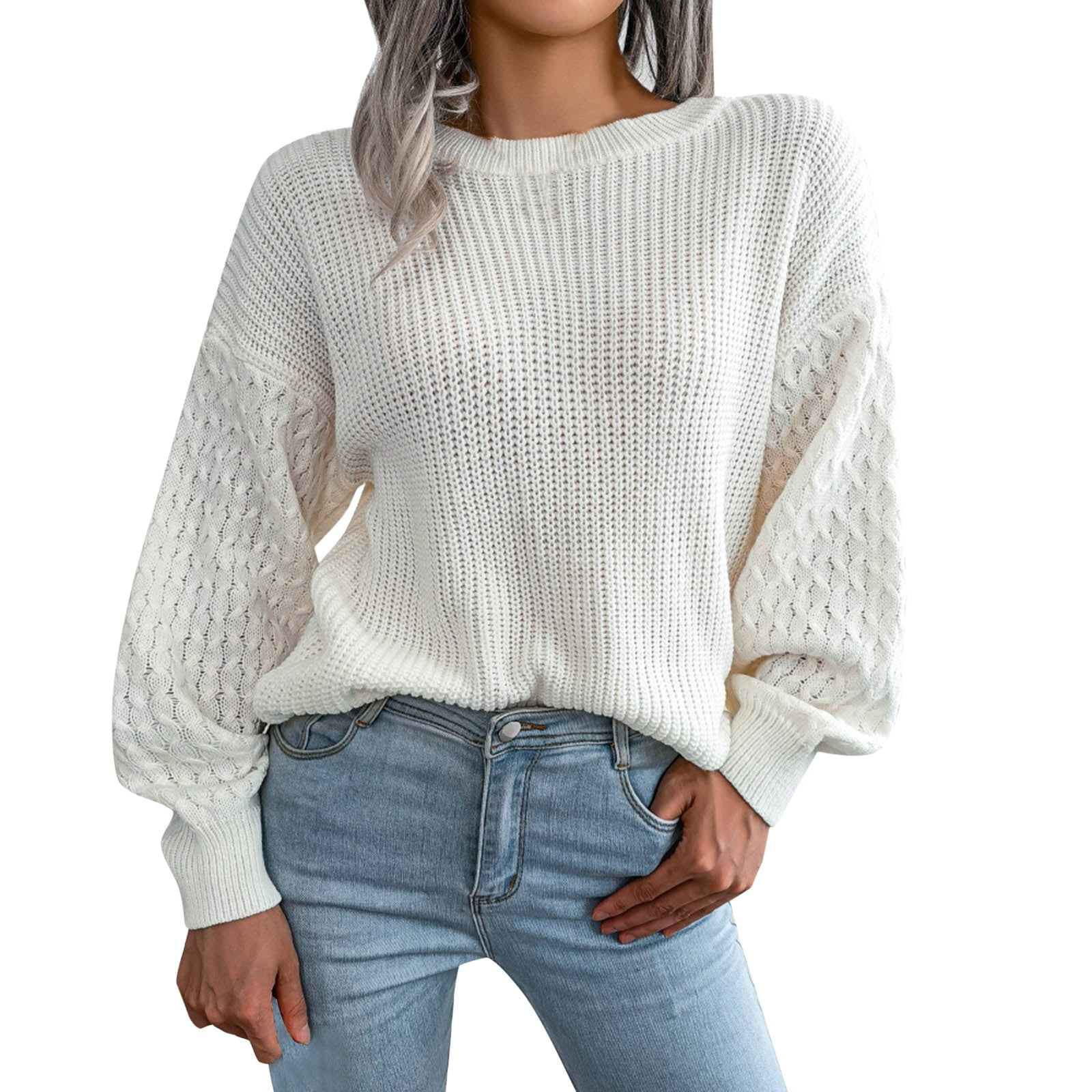 Labakihah sweaters for women Women's Fall Long Sleeve Crew Neck Solid
