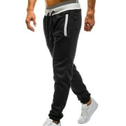 Labakihah sweatpants for men Mid Waisted Solid Pants Casual Jogging Sports Elastic With Pockets Men's Men's Pants Black