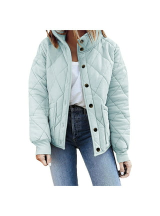 Mint Blue Wrap Puffer Coat for Women Light Blue Quilted Coat 