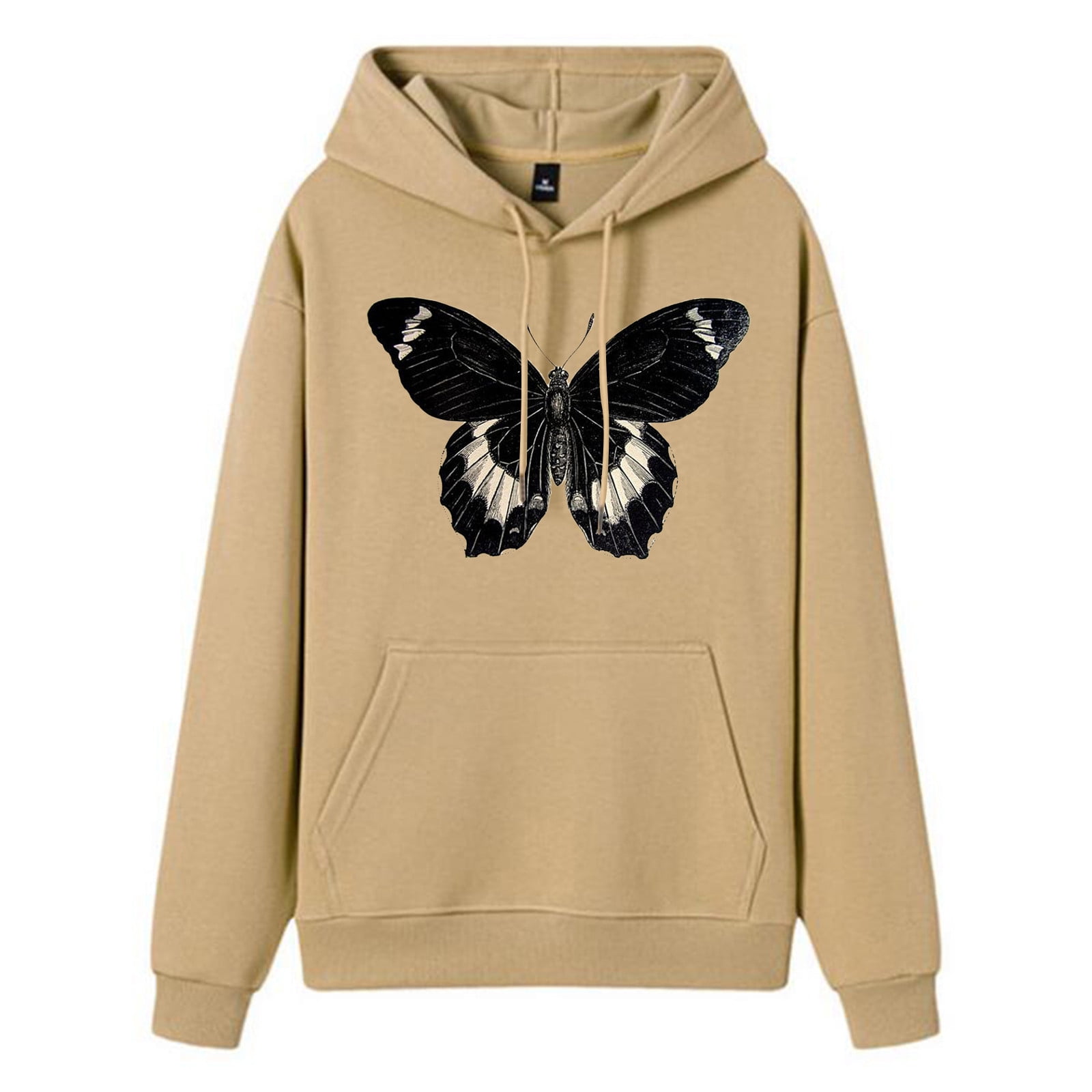 Yellow hoodie online with butterfly