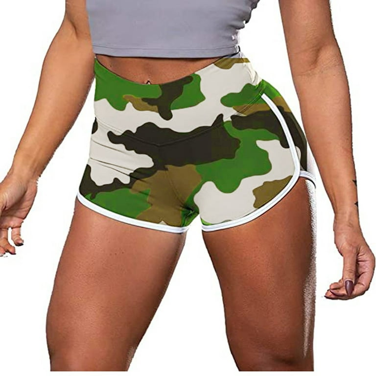 Labakihah shorts for women Women's Workout Shorts Scrunch Booty Gym Yoga  Pants Waist Sports Leggings yoga shorts Army Green 