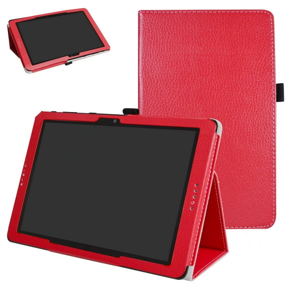 Labanema 10.0" AT&T Primetime Case, PU Leather Folio Stand Protective Case, Cover for 10.0" AT&T Primetime (Red)