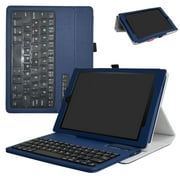 Labanema 10.1 Amazon New Fire HD 10 2017 Bluetooth Keyboard Case, PU Leather Folio Stand Protective Case, Cover for 10.1 Amazon New Fire HD 10 2017 (Blue)