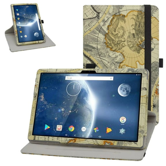 Labanema 10.1" Dragon Touch Notepad 102 /Winnovo P20 Case, 360 Degree Rotary Stand 10.1" Dragon Touch Notepad 102 /Winnovo P20 Cover, Case for 10.1" Dragon Touch Notepad 102 /Winnovo P20 (Map White)