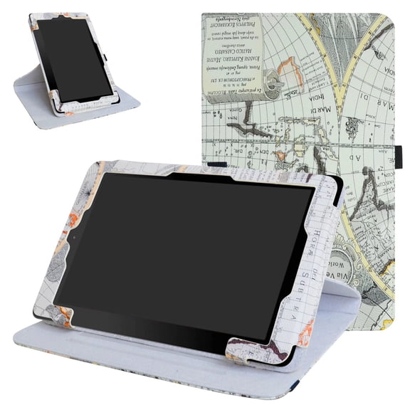 Labanema 10.1" RCA 10 Viking Pro Case, 360 Degree Rotary Stand 10.1" RCA 10 Viking Pro Cover, Anti Scratch Waterproof Protective Case for 10.1" RCA 10 Viking Pro (Map White)