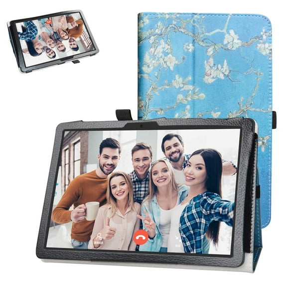 Labanema 10.1" Vankyo MatrixPad Z4 10 inch Tablet Case, PU Leather Folio Stand Protective Case, Cover for 10.1" Vankyo MatrixPad Z4 10 inch Tablet (Apricot Flower)