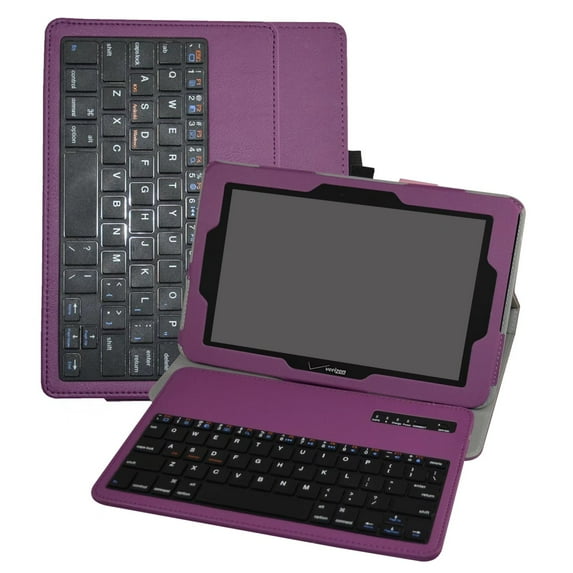 Labanema 10.1" Verizon Ellipsis 10 Bluetooth Keyboard Case, PU Leather Folio Stand Protective Case, Cover for 10.1" Verizon Ellipsis 10 (Purple)